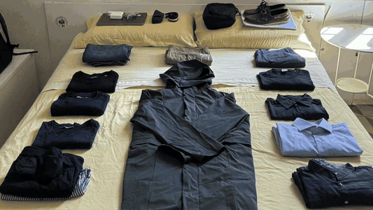 airport jacket with multiple pockets designed to replace carry on bag